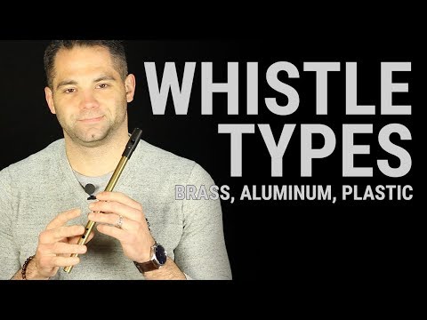 Different types of whistles - brass, aluminum, plastic, PVC